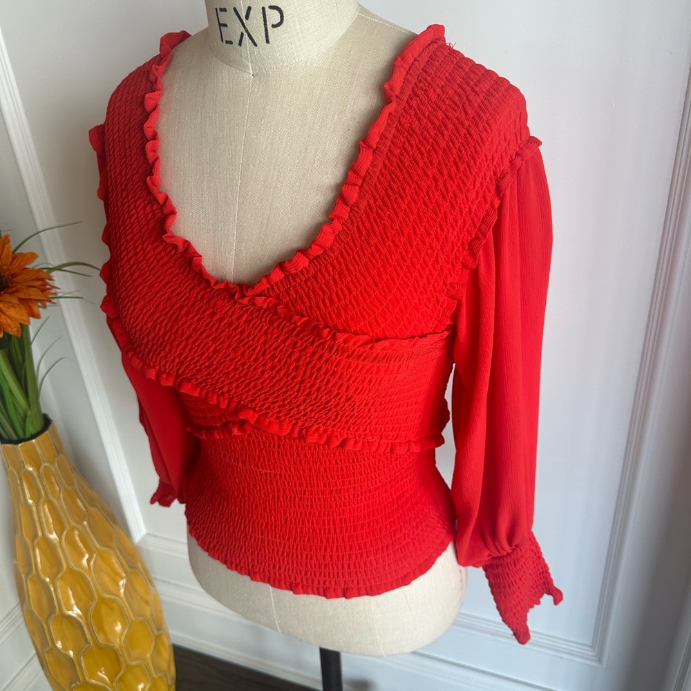 BB Dakota Red-orange off the shoulder top. - Picture 5 of 13